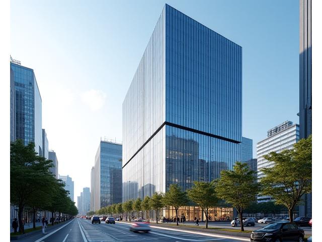 Exterior view of Solace Spark Institute's modern office building in Gangnam-gu, Seoul, with vibrant city life in the background.