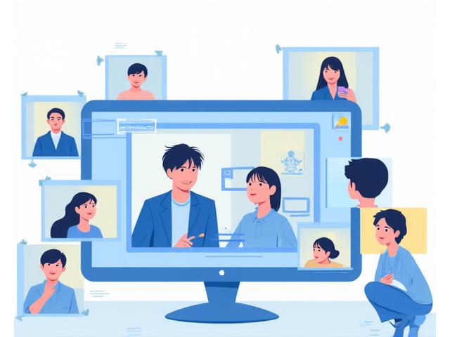Split screens showing multiple small video call windows, representing virtual breakout rooms for group discussions.